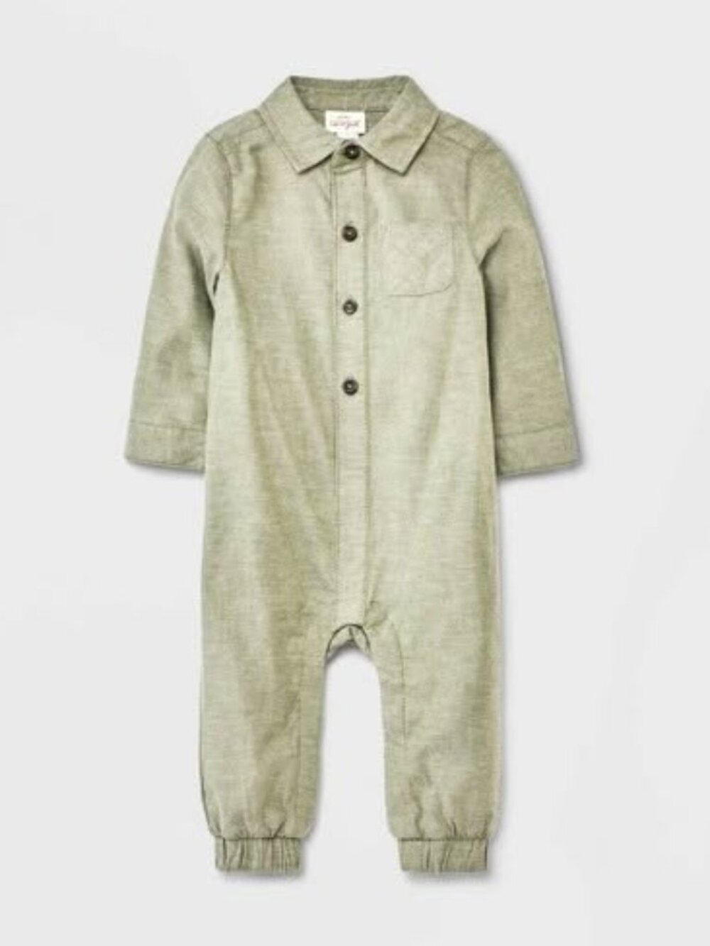 Brand New Cat & Jack Baby Boys' Flannel Solid Romper - Olive Green, Newborn.
